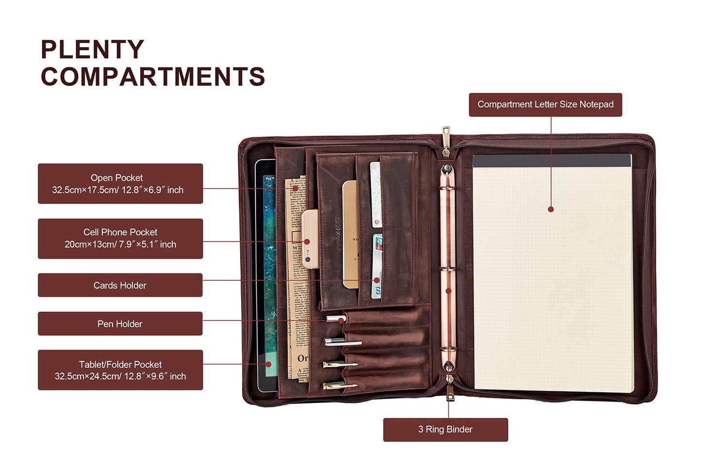 PortfolioBag - Sac vintage en véritable cuir - Beryleo