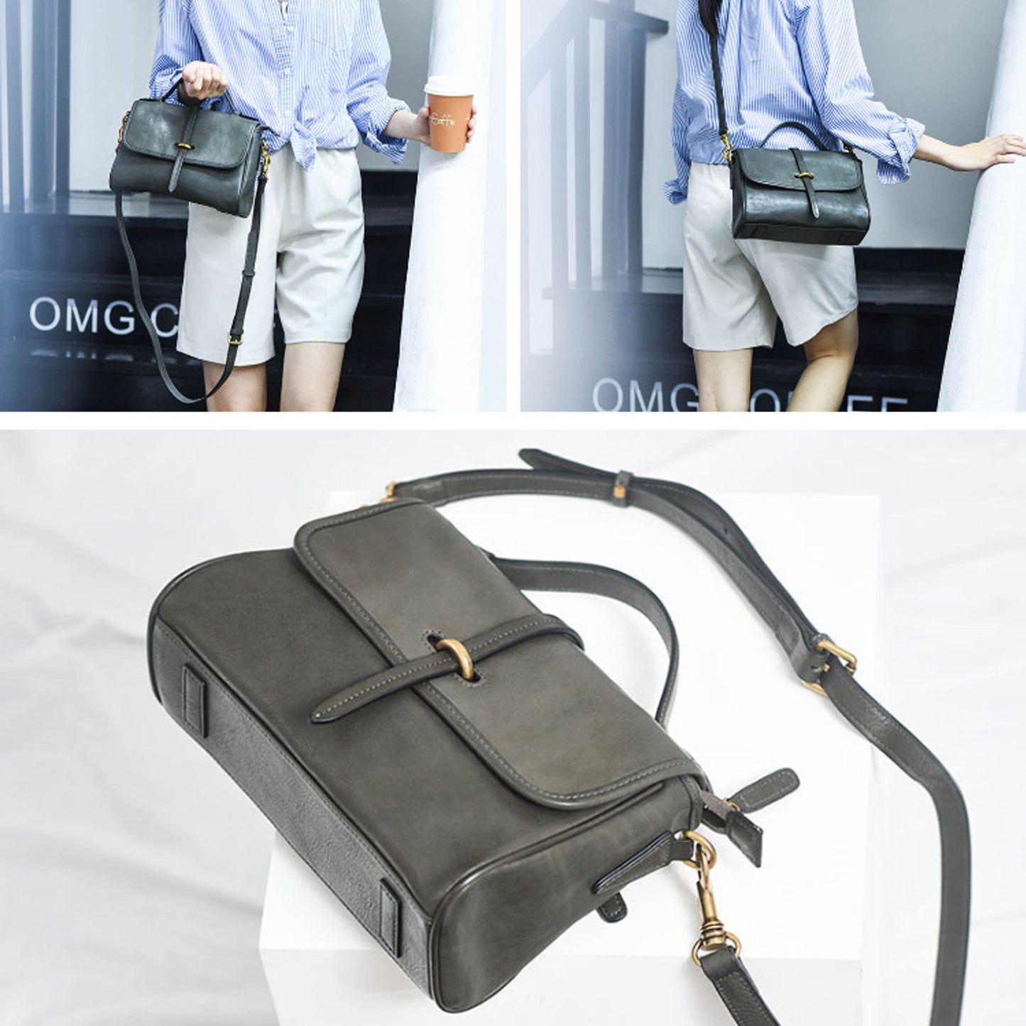 MessengerBag - Sac vintage en véritable cuir - Beryleo